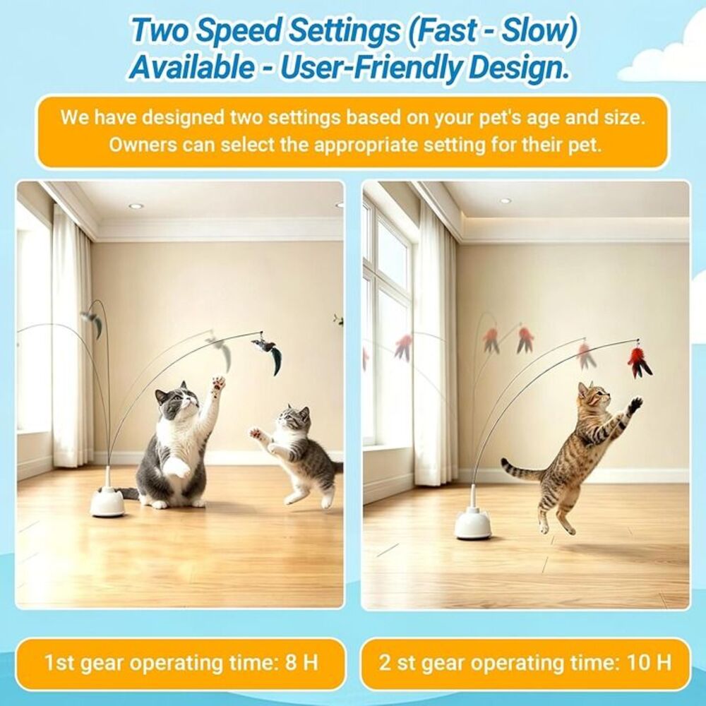 New Interactive Cat Toys for Indoor Cats Toy Wand 360° Flying Bird Cat Toy - Picture 3 of 10